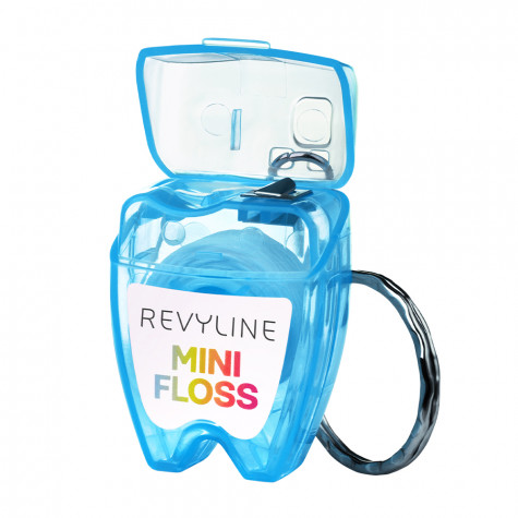 Зубная нить вощеная Revyline floss mini, полиэстер с бамбуковым углем, 15 м, синяя